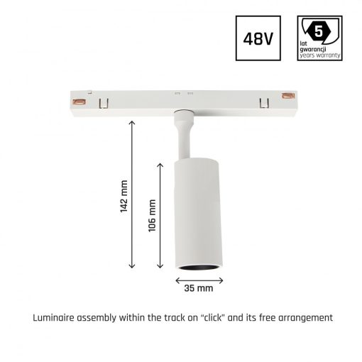 SYSTEM SHIFT - SPOT S track lámpa 35x140x178mm  6W 24fok Fehér 5 év Garancia