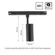SYSTEM SHIFT - SPOT S track lámpa 35x140x178mm 6W 24fok Fekete 5 év Garancia
