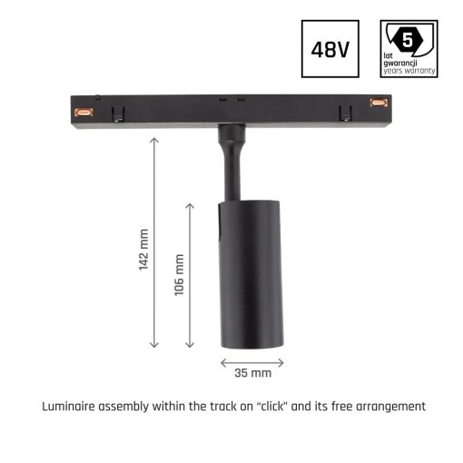 SYSTEM SHIFT - SPOT S track lámpa 35x140x178mm 6W 24fok Fekete 5 év Garancia