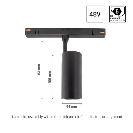 SYSTEM SHIFT - SPOT M track lámpa 44x157x178mm 10W 24fok Fekete 5 év Garancia