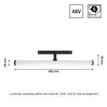 SYSTEM SHIFT - BEAM track lámpa 28x400x75mm 12W 150fok Fekete 5 év Garancia