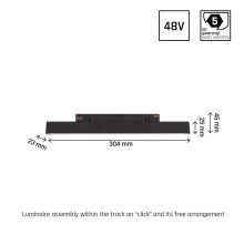 SYSTEM SHIFT - LINE S track lámpa 304x23x42mm 8W 100fok Fekete 5 év Garancia