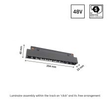 SYSTEM SHIFT - GRID S track lámpa 204x23x42mm 12W 35fok Fekete 5 év Garancia