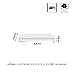   SYSTEM SHIFT - GRID S track lámpa 204x23x42mm 12W 35fok Fehér 5 év Garancia