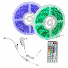   LED Szalag Szett 5,6W/10m RGB (2x5m Tekercs) .Szilikonos + Vezérlő + remote Vezérlő + Mozgásérzékelő + Tápegység Spectrum